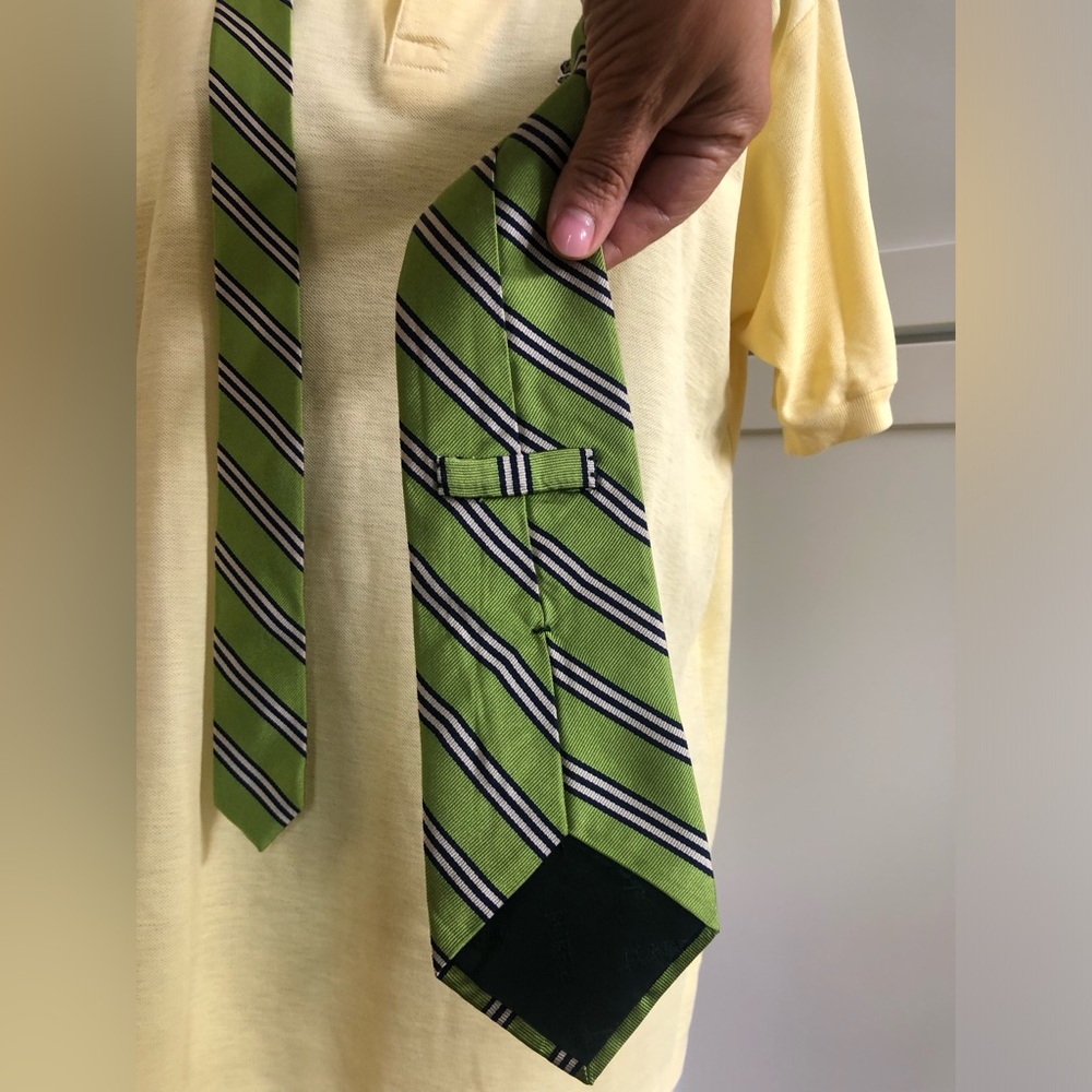 J. Crew Green Striped Silk Imported Tie - Picture 14 of 15